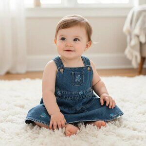 Arizona Jeans Floral Embroidered Jumper Lightweight Denim 3-6Months